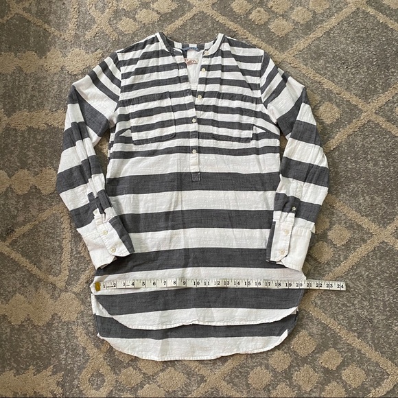 Merona Target Gray/White Wide Stripe 100% Cotton Adjustable Tunic Women’s Size M - Picture 9 of 10